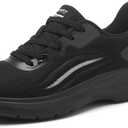 Treesky Non Slip Work Shoes for Women - Ultra Lightweight Slip Resistant Sneakers for Nursing, Food Service & Kitchen, Ideal for Wet Environments, Walking & Standing All Day (Black), 7.5