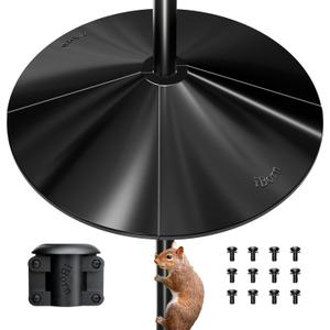 iBorn Squirrel Baffle for Bird Feeder Pole, 19.5 Oversized Squirrel Guard Defender, Bird Feeder for Outdoors Protector, Polycarbonate(PC), Pack of 1, Black