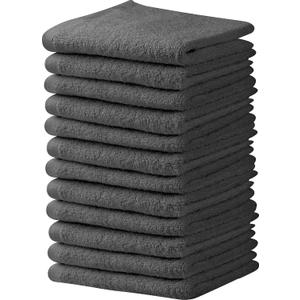 Towel and Linen Mart Grey Salon Towels, Pack of 12 (Not Bleach Proof, 16 x 27 Inches) Highly Absorbent Towels for Hand, Salon, Gym, Beauty, Spa, and Home Hair Care (Grey) 12 Pack (Small)