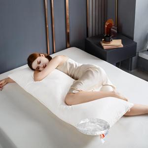 Goose Down Body Pillows for Adults Full Firm Hugging Pillow Insert for Side Sleepers, Breathable Large Long Pillow for Bed with 100% Organic Cotton Shell, White 20"x54"
