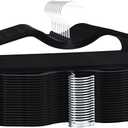 Velvet Short Neck Hangers - Heavy-Duty, Non-Slip Felt Surface, Space-Saving Design with Anti-Slip Grooves & Shoulder Shape, 360 Rotating Hooks, Durable for Coats, Shirt& Dresses (30, Black A)