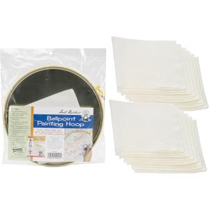 Aunt Martha's Ballpoint Metal Painting Hoop 10 inches Bundle with Replacement Blotters 12 Sheets