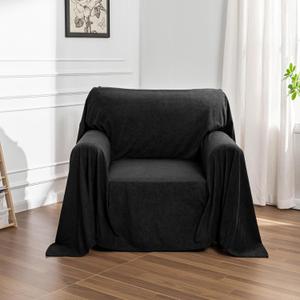 MEETSKY Chair Cover Cat Scratch Proof Recliner Chair Covers, Oversized Armchair Sofa Covers Washable Sofa Slipcover for Single Couch, Soft Small Couch Slipcover for Pets Dogs, 71" x 91", Black