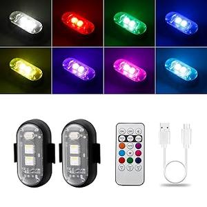 2025 Upgraded 4LEDs 8PCS Wireless LED Lights for Car, Halloween High Brightness Strobe Light with Remote Control, 2 in 1 Type-C Recharge 8 Colors IP65 Waterproof Anti-Collision Wireless Strobe Lights