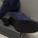 VJH confort Women's Ankle Boots,Lace-up Round Toe Comfortable Low Heel Dress Booties with Side Zipper (8.5, Navy)