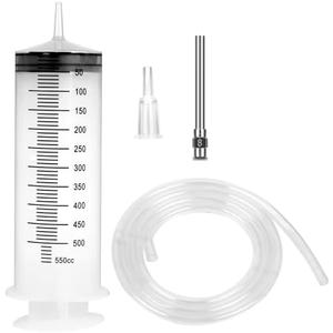 500ml Large Syringe with 27.6 Inch Tube and Blunt Needle, Sterile and Individual Sealed, Plastic Garden Syringe for Liquid, Paint, Epoxy Resin, Oil, Watering Plants, Refilling