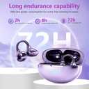 Pearl Clip Ear Open Earbuds, Bluetooth 5.4 Headphones, IPX7 Waterproof Headsets, Clip on Earphones with Microphone, Suitable for Small Ears, Sports and Running, Exercise(Purple) 3