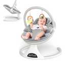 Electric Baby Swing with Remote Control - 5 Natural Motion Speeds, Detachable Seat Pad | Portable Infant Swing for Indoor/Outdoor Use (0-12M, 27lbs) (Gray)