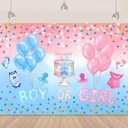 2 x Boy or Girl Baby Shower Backdrops Blue Pink Watercolor Clouds Baby Gender Reveal Backdrop Gold Stars Glitter Balloons Newborn Gender Reveal Party Photo Background 5.9x3.6Ft