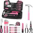 39 Piece All Purpose Basic Household Pink Tool Kit for Women - Small Tool Set with Toolbox Great for Home, Garage, Office and College Dormitory Use