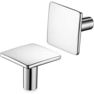 Polished Chrome Cabinet Knobs Chrome Drawer Knobs, 10 Pack 1-1/4 Inch, 2215 Square Single Hole Cabinet Pulls for Kitchen Cabinets Drawers Bedroom Dresser Bathroom Vanity Cupboard