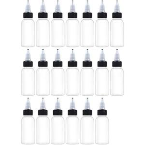 EOSAU 20 Pcs 1oz Plastic Squeeze Bottles with Twist Top Cap, 30ml Clear Dispensing Bottles, Empty Squirt Bottle for Liquids, Sauces, Arts, Crafts, Travel