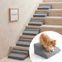 Silipull 6 Pcs 40d Density Foam Dog Ramp for Stairs, Portable 2-Step Modular Pet Ramp for Elderly Injured Pets, Non-Slip Lightweight Dog Stairs for Small Dogs Cats Grey Pet Ramps to Get on Couches