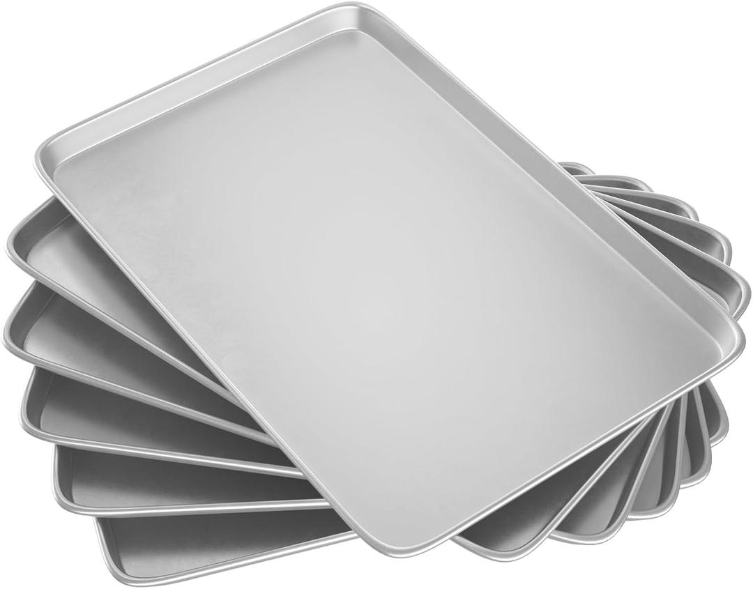CROSSON 16 x 24 Inch Cookie Sheet Pans Set of 6-Baking Tray Jelly Roll Pan Set Commercial Grade Aluminum Coated Statinless Steel Bun Pan for Oven,Freezer,Bakery Hotel Restaurant