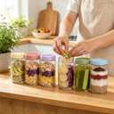 KEYWING 6-Pack 24oz Glass Overnight Oats Jars Wide Mouth Mason Jars with Airtight Lids, Glass Food Containers for Chia Pudding, Oatmeal, Yogurt, Snacks & Meal Prep