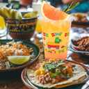 WorldBazaar 100 Pack Fiesta Plastic Cups 12oz Cinco De Mayo Disposable Party Cups for Mexican Taco Birthday Summer BBQ Party Decorations