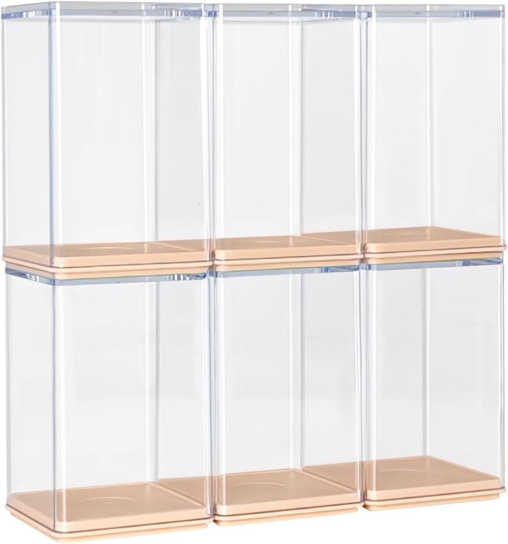 6 PCS Display Boxes Clear Acrylic Figures Display Case Stackable Blind Box for Collectibles-Figures, Fully Assembled Dustproof Storage Organizer Box for Lego Collectibles Action Figures Pop Mart