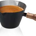 Espresso Cup, 6.8 oz/200 ml Stainless Steel Coffee Shot Measuring Cup with Wood Handle, Double V-Shaped Mouth and Clear Scale for Cappuccino Barista Coffee Bar Accessories, Black