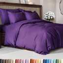 Duvet Cover Cal King Size - Extra Soft Cal King Size Duvet Cover - Lightweight, Breathable, Easy Care & Fade Free w/ Zipper Closures & Ties - 104" x 98" Inches - (Purple) Comforter Not Included
