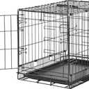 Amazon Basics Durable, Foldable Metal Wire Pet Crate with Tray, Portable and Sturdy for Travel, Single Door, Divider Panel, Perfect Size for Small Dogs, 22 x 13 x 16 in, Black (22.0"L x 13.0"W x 16.0"H)