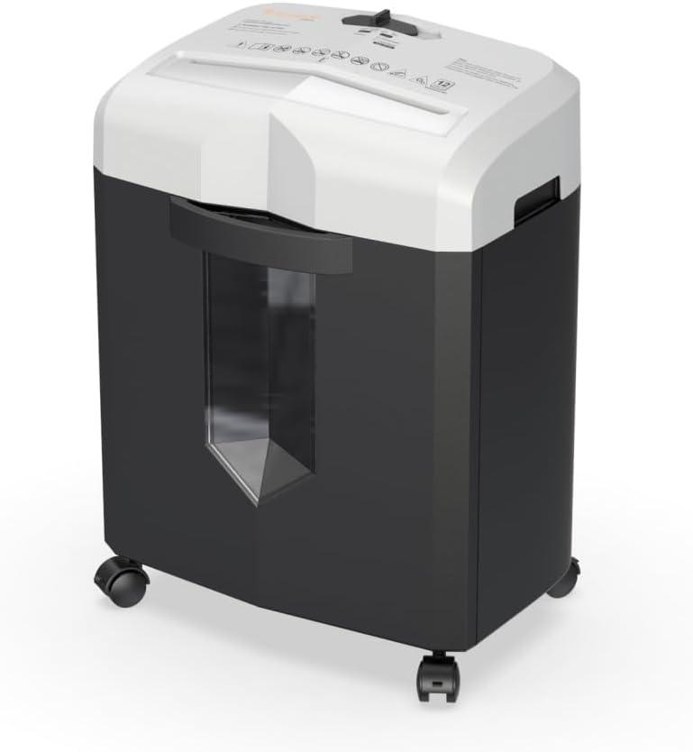 Bonsaii 12-Sheet Micro Cut Paper Shredder, 60-Minute P-4 High Security Shredders for Home Office, Shreds CD/Credit Card/Mail/Staple/Clip, Jam-Proof System with 4.2 Gal Pullout Bin (C266-BW) (Black&White)