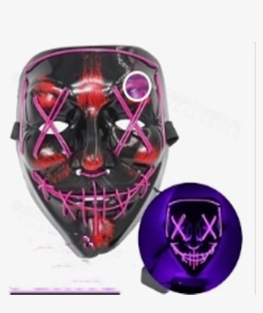 Quenny Halloween Glow Mask Black Terror LED Mask Ghost Face  Atmosphere Prop