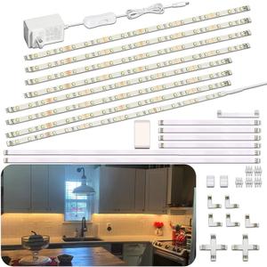 WOBANE Under Cabinet Lighting Kit,8PCS 12 inch Led Light Bars,Under Counter Lights for Kitchen,Cupboard,Desk,Bookcase,Shelf,Showcase Display,DIY Tape Light,Variety Connectors,1200lm,2700K Warm White