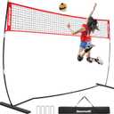 Bearwill Volleyball Net, 12FT Portable Volleyball Net for Backyard, Freestanding Volley Ball Set Height Adjustable with Carry Bag, Volley Ball Practice Nets Training Equipment for Indoor and Outdoor