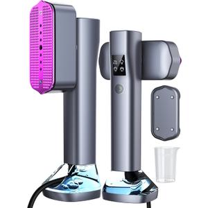 Steamer for Clothes,Portable Handheld Garment Steamer, 200ml Capacity,1000W 15s Fast Heat-UP, Leak-Proof Fabric Wrinkle Remover Ceramic Panel, 2-in-1 Dry & Wet Iron for Home and Travel- Gray&Purple