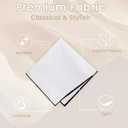 3 x LJBFNN White Pocket Squares for Men 9" Linen Pocket Square with Holder, Cotton Suit Handkerchiefs for Wedding Business (White)