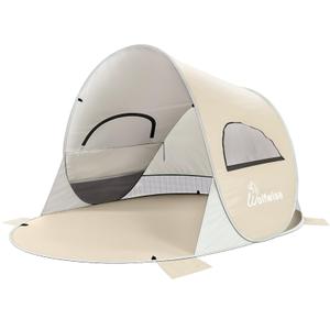 Wolfwise Pop Up Beach Tent, Easy Setup Sun Shade Shelter Foldable 4-5Person
Instant Beach Sunshade Umbrella for Sand Popup, UPF 50+ UV Protection, Portable Carry Bag Carpa para Playa,95L×65D×53H" Beige