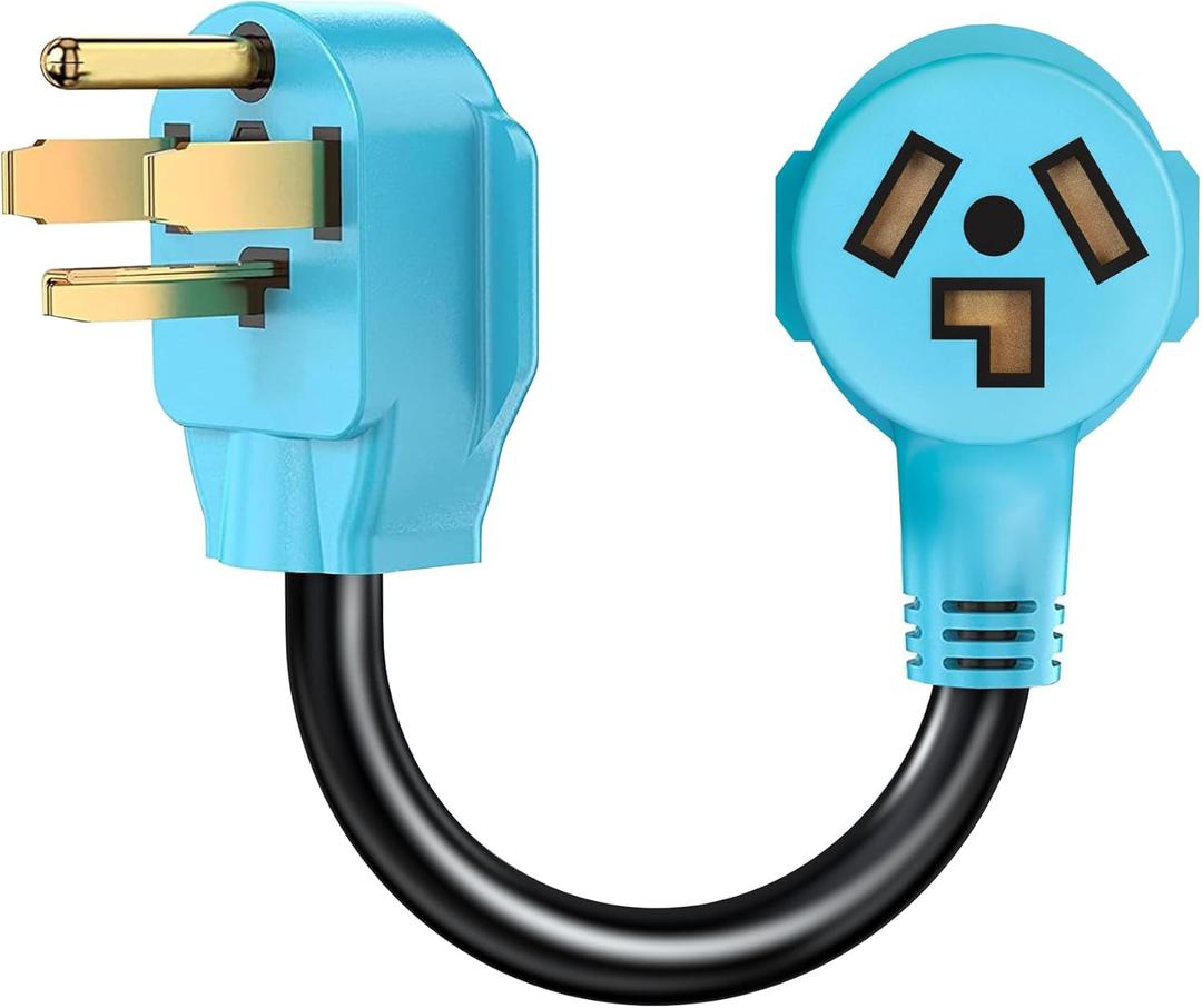 Eversimpleinc 3 to 4 Prong Dryer Adapter, Connects Old to New Dryer Receptacle, 30A 125/250V, Blue Plug