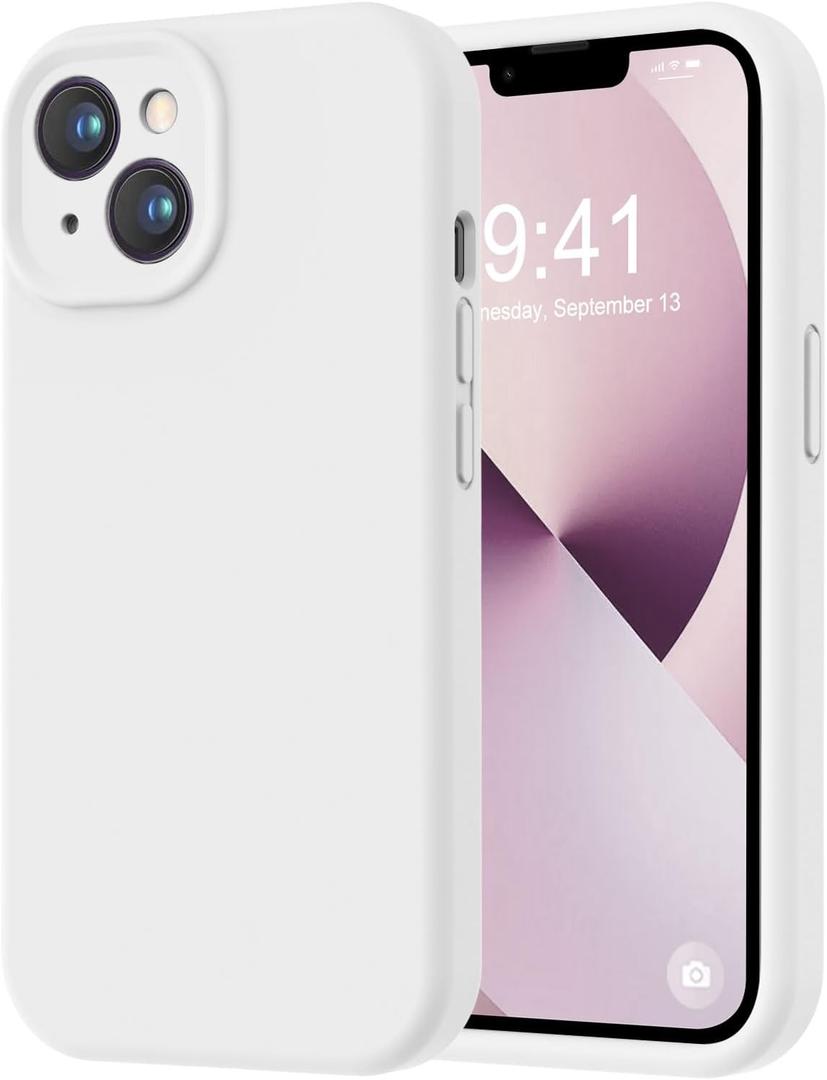 LOVE 3000 Designed for iPhone 13 Case, Premium Silicone with [Camera Protection] [Soft Anti-Scratch Microfiber Lining] Shockproof Protective Phone Case for iPhone 13 Women Men Girls 6.1", White