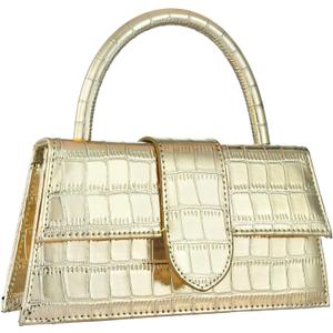 Crocodile Clutch Purse for Women Gold Small Faux Leather Top Handle Evening Bag, Mini Structured Handbag for Wedding, Cocktail Party, Formal Events, Date Night