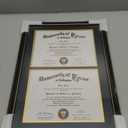 GraduationMall 14x20 Double Diploma Frame, Display 8.5x11 Certificate with Navy over Gold Mat,UV Protection Acrylic,Black with Silver Beads