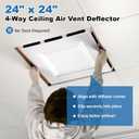4-Way Ceiling Air Diverter 24"x24", Air Diverter for 2'x2' Ceiling Grid, Tool-Free Installation, Airflow Redirector for Offices, Classrooms, and Commercial Spaces