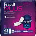 Prevail Plus | Long Length Incontinence Bladder Control Pads | Ultimate Absorbency | 90 Count (2 packs or 45)