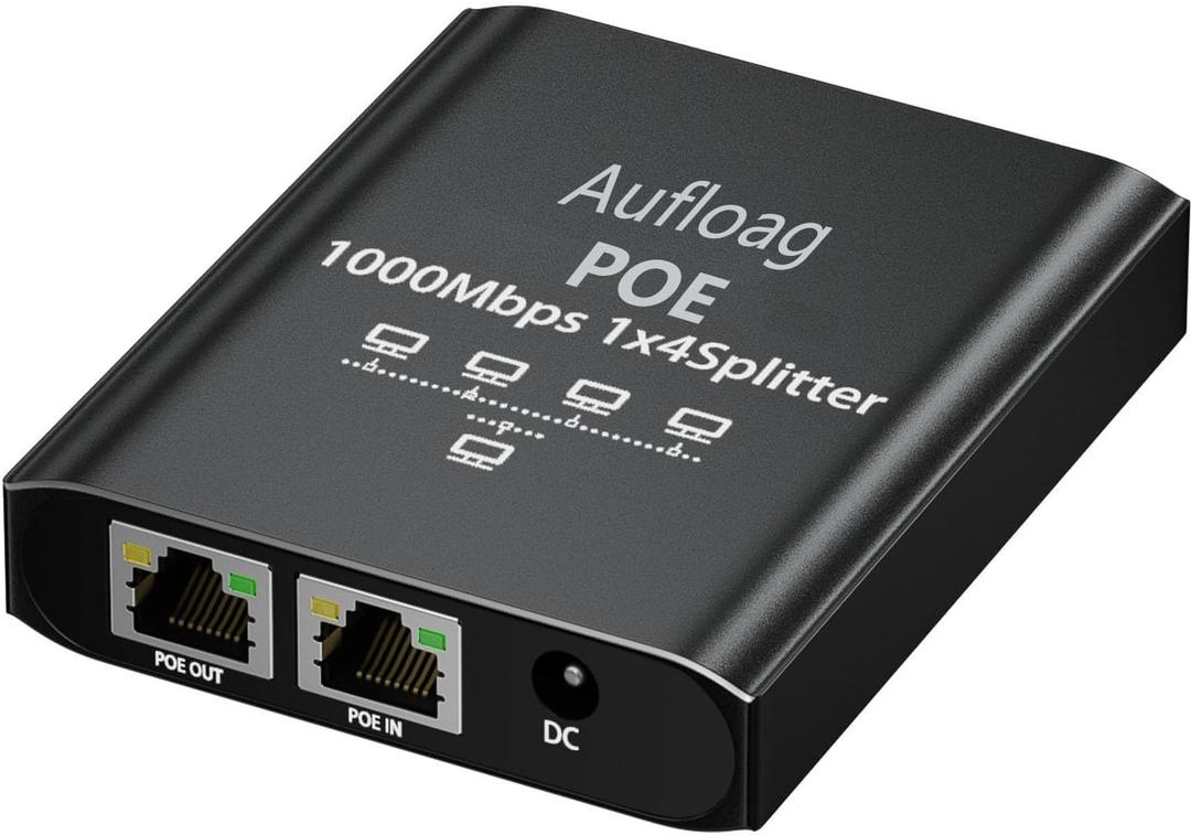 Gigabit PoE Switch 1 to 4-1000M POE Splitter 1 in 4 Out, Total 90W with 4PoE+ Extender, Compatible with Cat5/5e/6/7/8 Cable, Plug & Play, 4 Port Network Switch for Security IP Camera AP