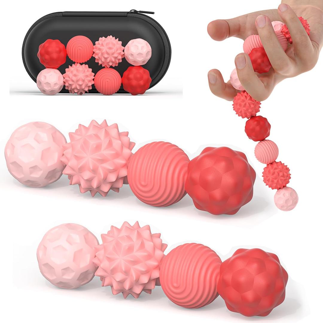 Silicone Magnetic Fidget Balls Toys, 8Pcs Attraction Textures Sensory Fidget Ball Toy with Silicone Shell for for Adults,Silent Desk Magnetic Stress Balls Fidget Toys, Stocking Stuffers for Teen Gifts (Peach)