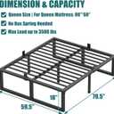 Yitong Angel 18 Inch Queen Bed Frame,3500 lbs Heavy Duty Metal Platform, Steel Slats Support/No Box Spring Needed/Noise Free/Non-Slip/Easy Assembly