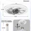 Ceiling Fans with Lights, Socket Fan Light with Remote Control, Dimmable Brightness 3000K-6500K Memory, Socket Modern Flush Mount Low Profile Ceiling Fan for Bedroom, Small Living Room, Kitchen White