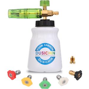 DUSICHIN DUS-007 Snow Foam Lance Foam Cannon Adjustable Jet Wash, Quick Release 1/4" Fitting 5 Pressure Washer Nozzles for Car Detailing Pressure Washer Black
