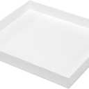 Large Glossy White Acrylic Serving Tray (18×16 Inches) Without Handles Spill Proof Acrylic Decorative Tray Organiser for Ottoman Coffee Table Countertop