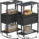TUTOTAK Small Narrow End Table with Charging Station, Set of 2, 1 Drawer