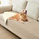 hyha Waterproof Dog Blanket, Soft Pet Bed Blankets, Waterproof Sofa Couch Cover for Dogs Washable, Reversible Pet Couch Covers for Sofa Furniture (30x90 Inch, Taupe/Beige)