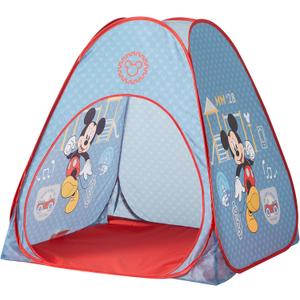 Disney Mickey Mouse 3 Piece Slumber Set with Kids Indoor Outdoor UPF 30+ Pop Up Play Tent with Pillow and Flashlight