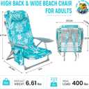 WEJOY Beach Chair for Adults, Reclining Adjustable Position,Lay Flat Lightweight Folding Portable Aluminum Chair with Backpack Straps,Padded headrest, Heavy Duty 400 lbs Lawn Chair for Beach, 2 Pack, Oversized