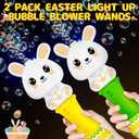 Easter Bubble Wands for Kids 2 Pack, Automatic Bubble Blower with Light for Girls Boys, Bubble Toys with Bubble Refill Solution for Easter Party Favor, Easter Basket Stuffers, Outdoor Activity