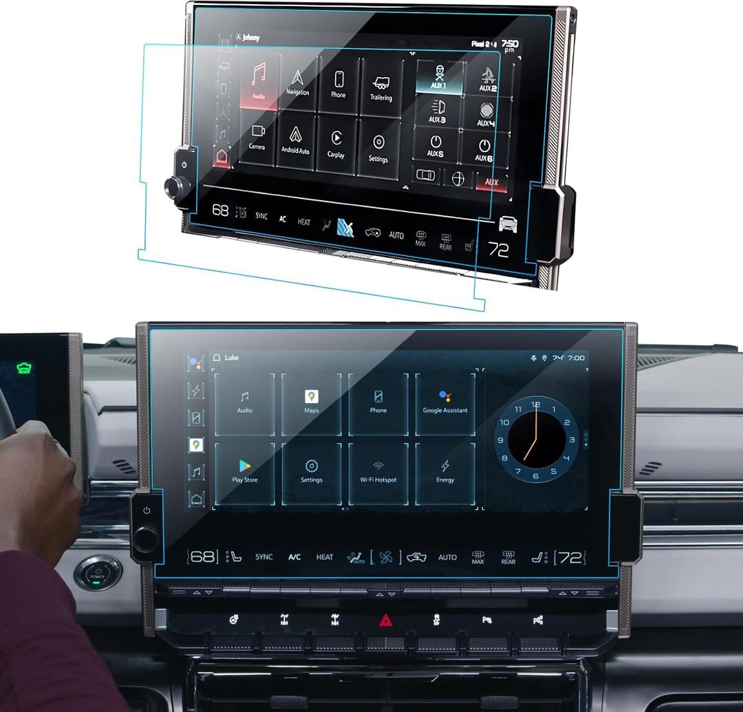 2PCS Car Screen Protector for 2022 2023 2024 2025 GMC Hummer EV Pickup & 2024 2025 Hummer EV SUV Accessories Navigation Nano Touchscreen Protector Film HD Clear Bubble Free 13.4''