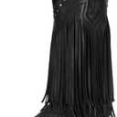 SheSole Women's Fringe Western Boots Wide Calf Riding Cowgirl Cowboy boots Black (6)
